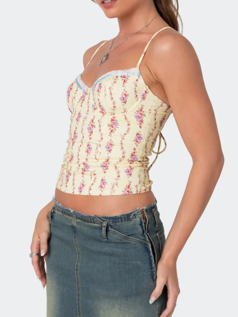 Floral Print Sweetheart Neck Cami, image 3