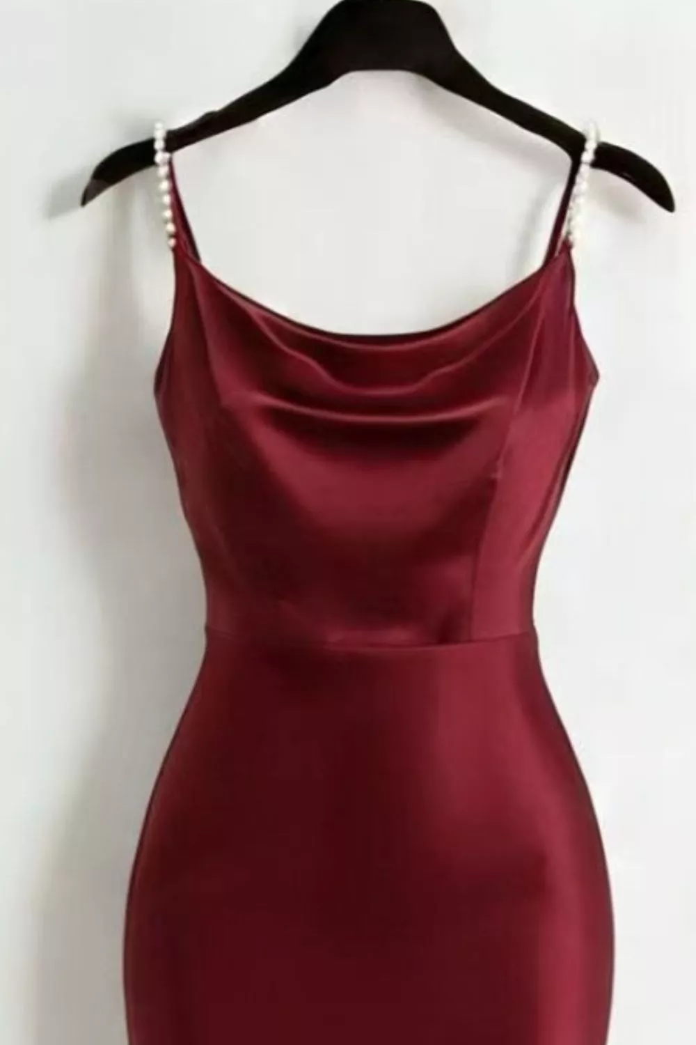 Pearl Strap Cowl Neck Satin Maxi Dress, image 6