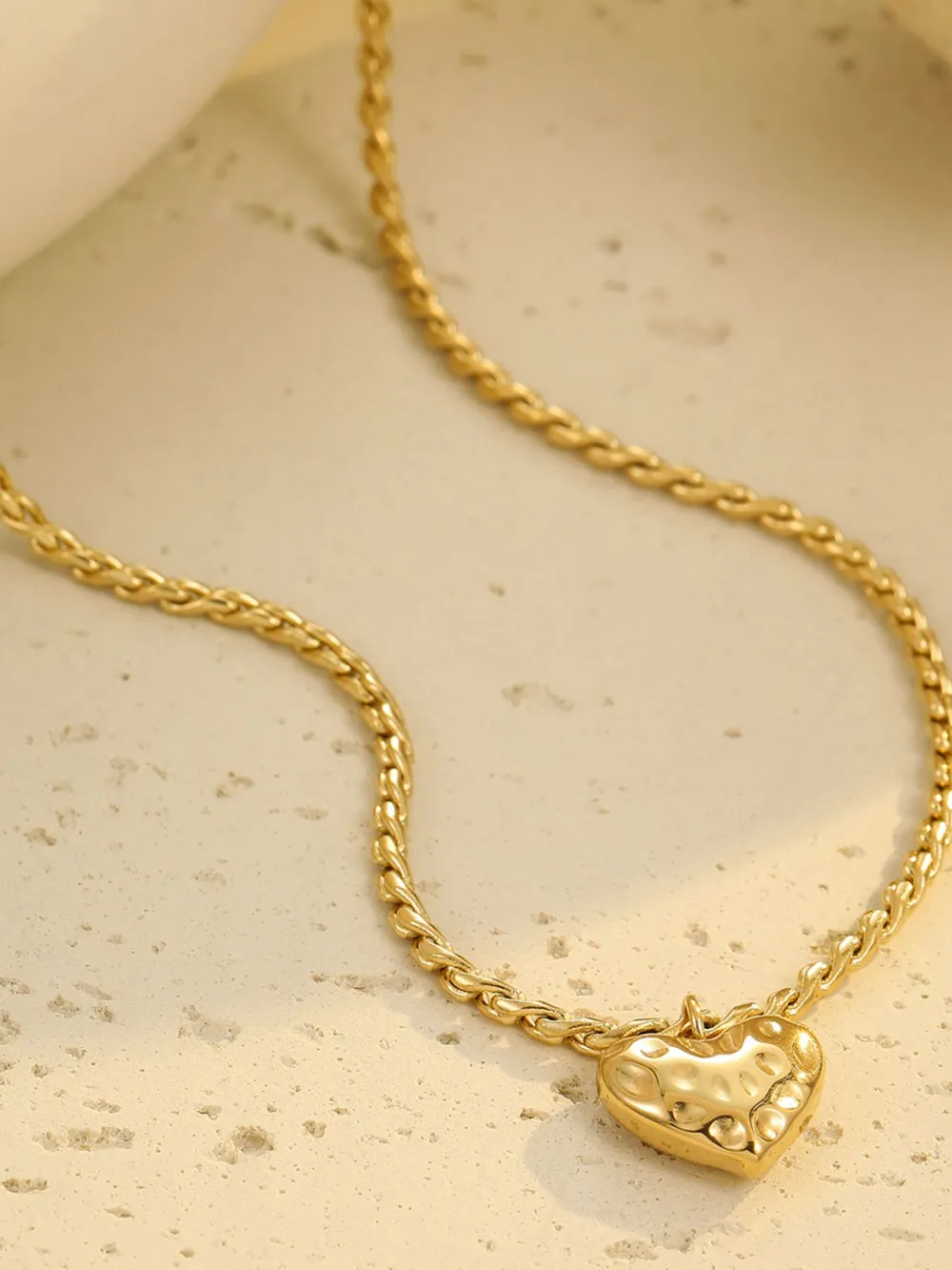 18K Gold-Plated Stainless Steel Heart Pendant Necklace, image 2