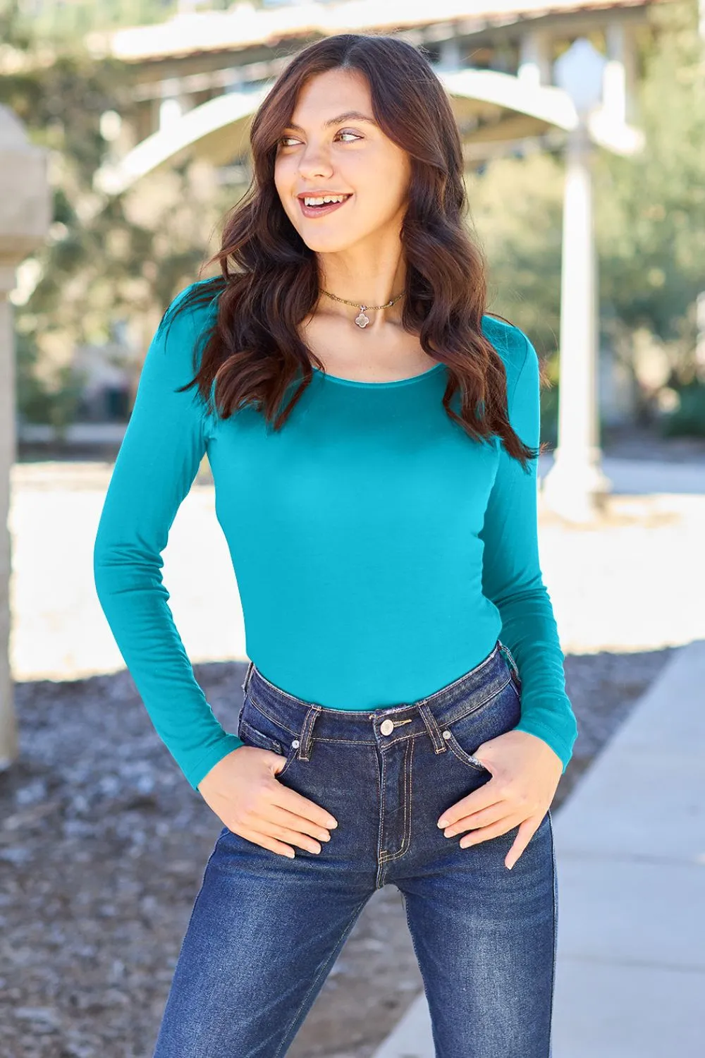 Full Size Round Neck Long Sleeve Bodysuit, image 20
