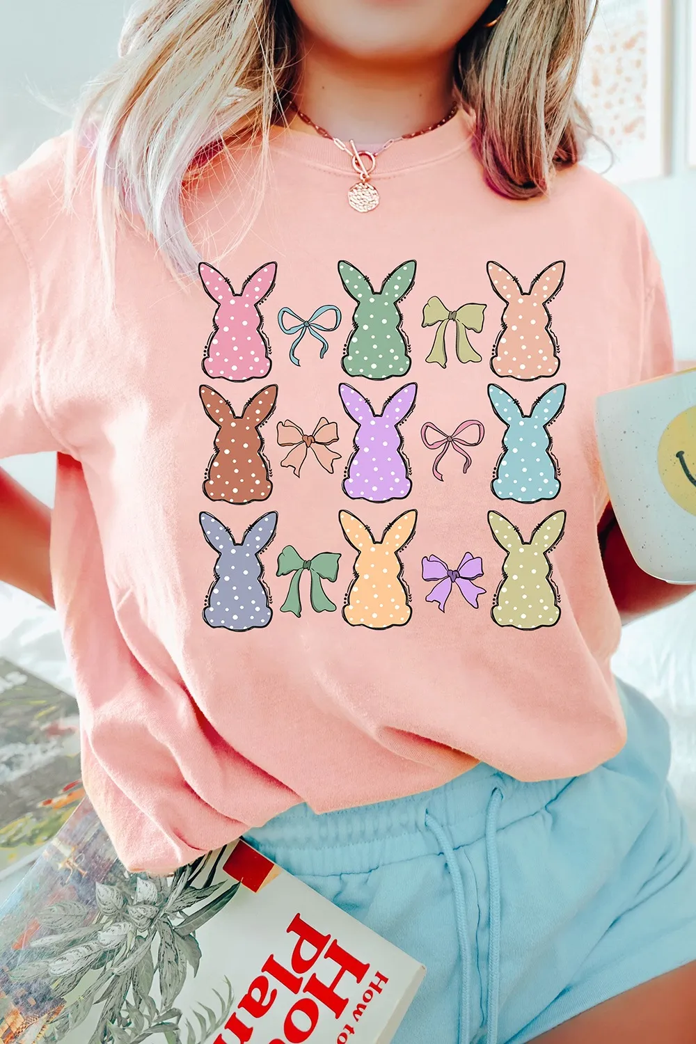Dotty Bunny Bow Graphic Short Sleeve T-Shirt