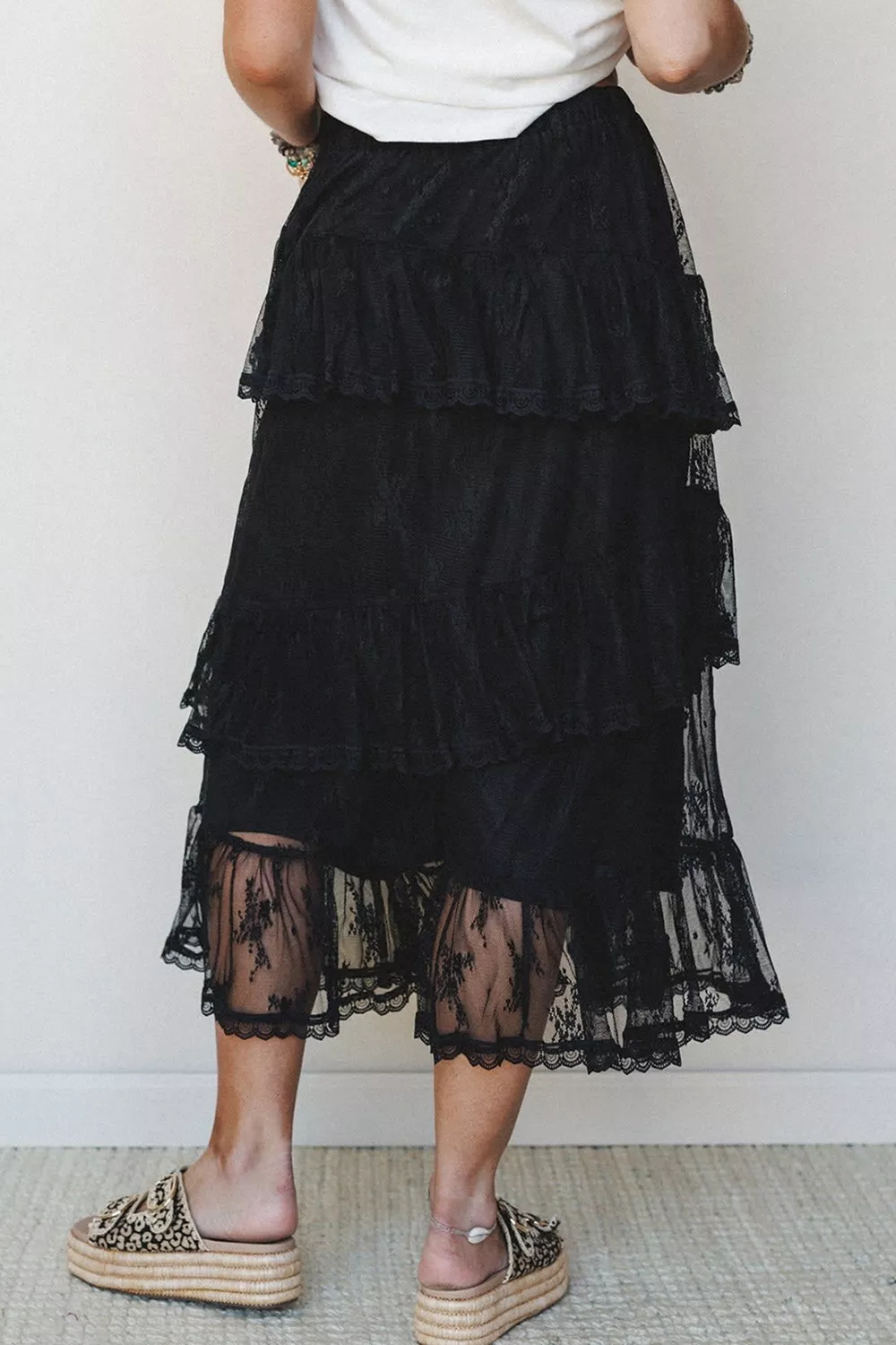 Elegant Ruffle Lace Tiered Skirt, image 3