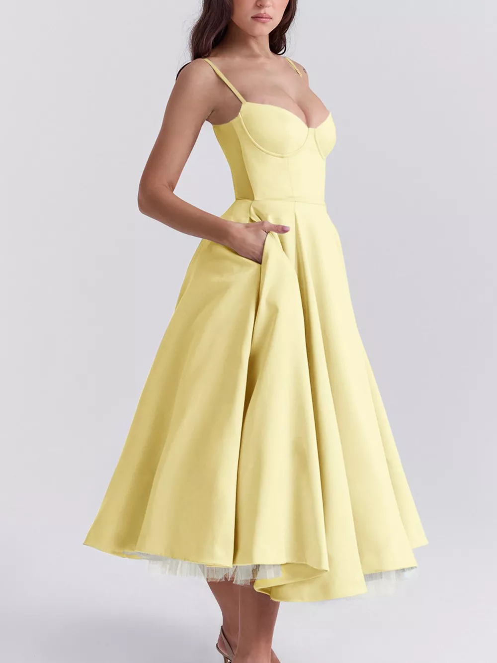Sweetheart Neck A-Line Midi Dress, image 17