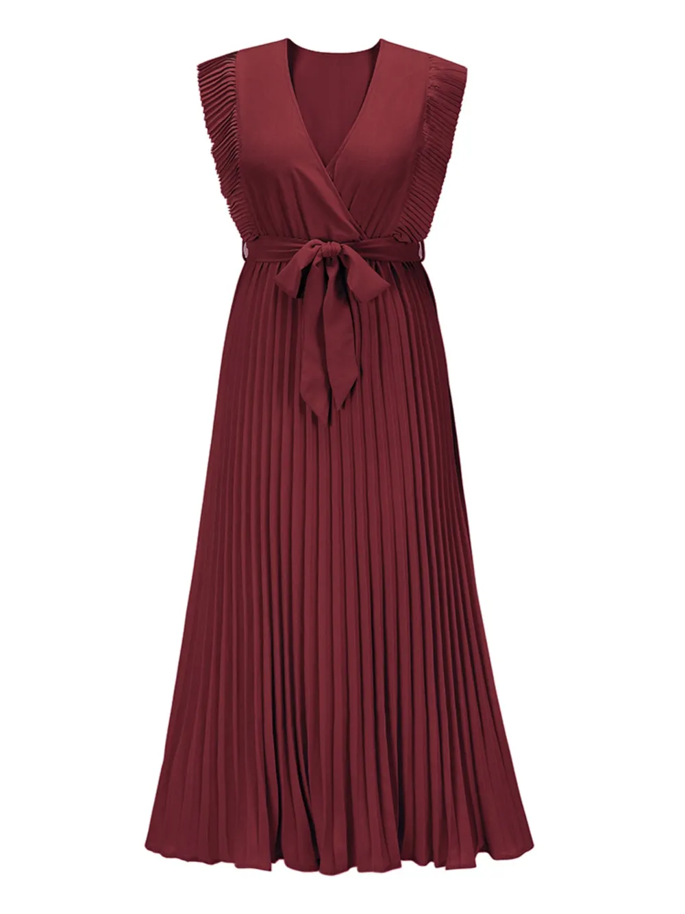 Tied Surplice Cap Sleeve Pleated Dress, image 21