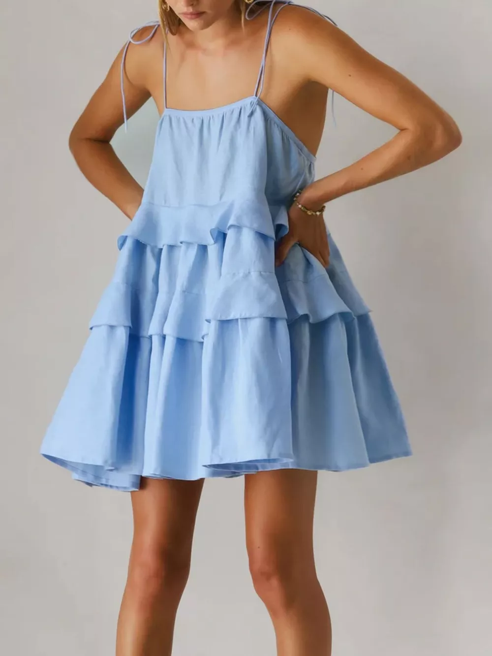 Ruffled Tie Shoulder Mini Dress, image 10