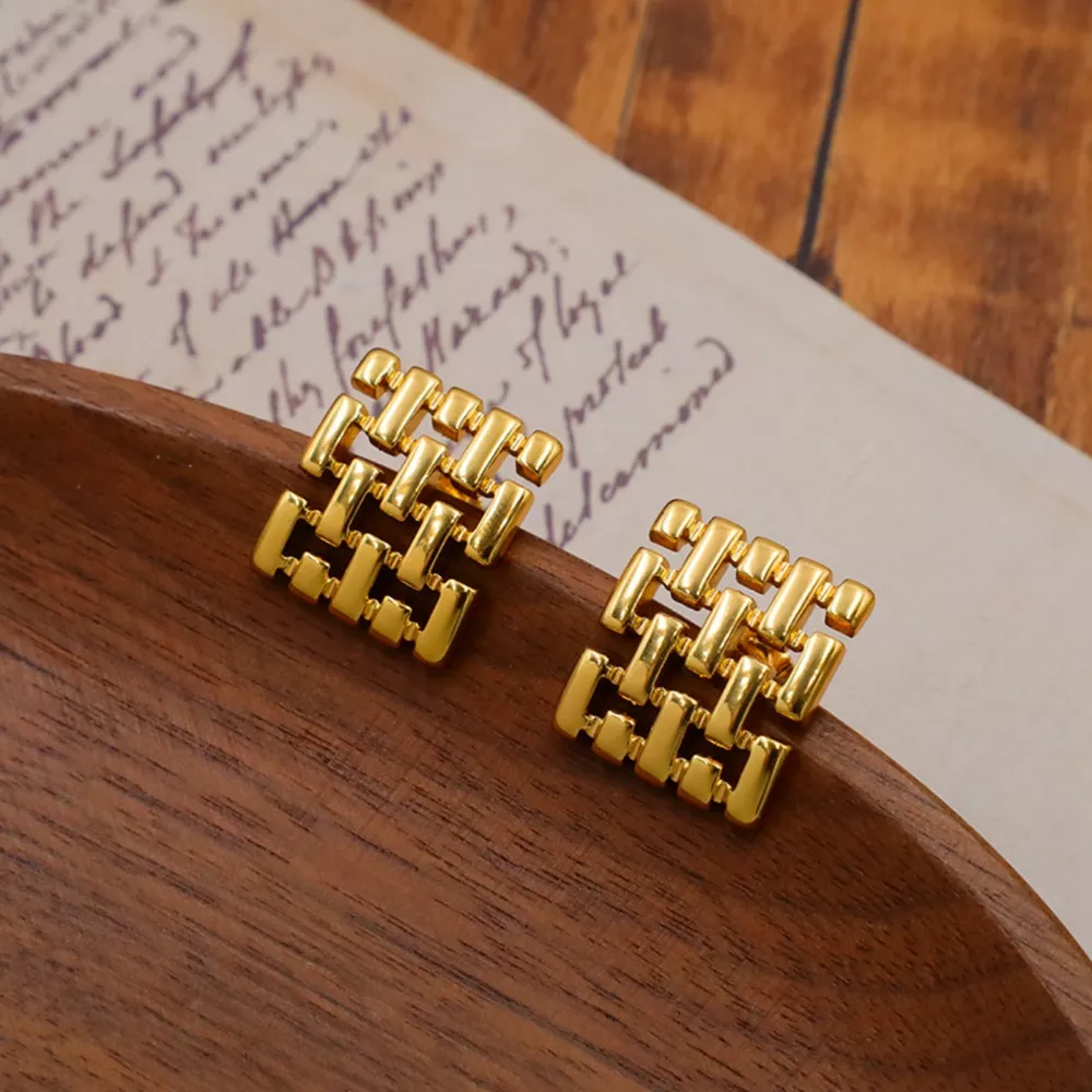 18K Gold-Plated Geometric Stud Earrings