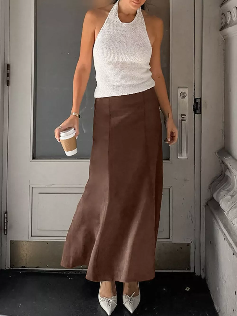Suede Midi Skirt, image 6