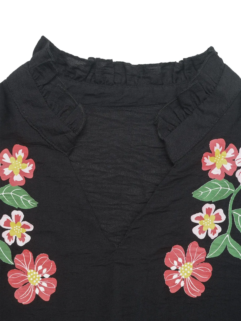Floral Puff Sleeve Notched Blouse, image 5