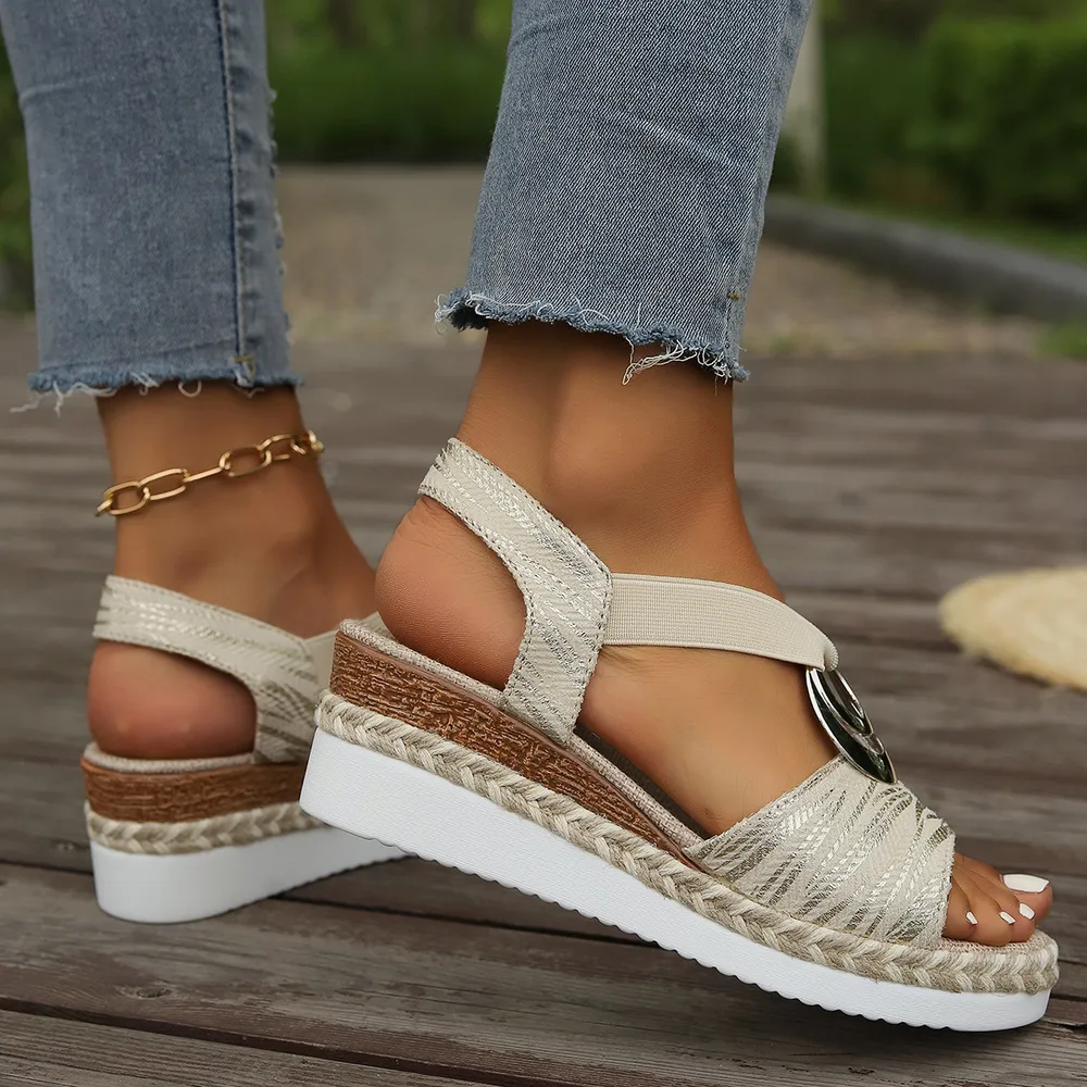 Peep Toe Wedge Sandals, image 6