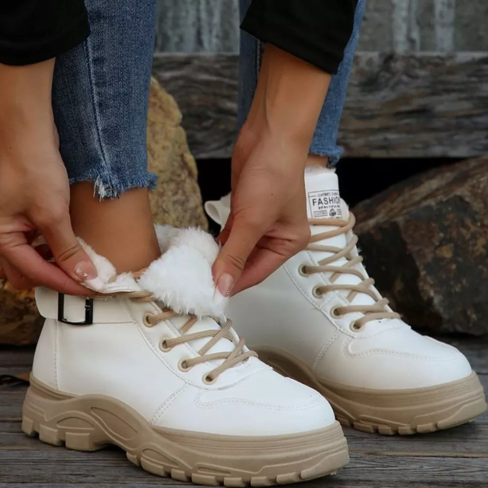 Warm Lined Ankle Boots with Buckle Detail, image 8