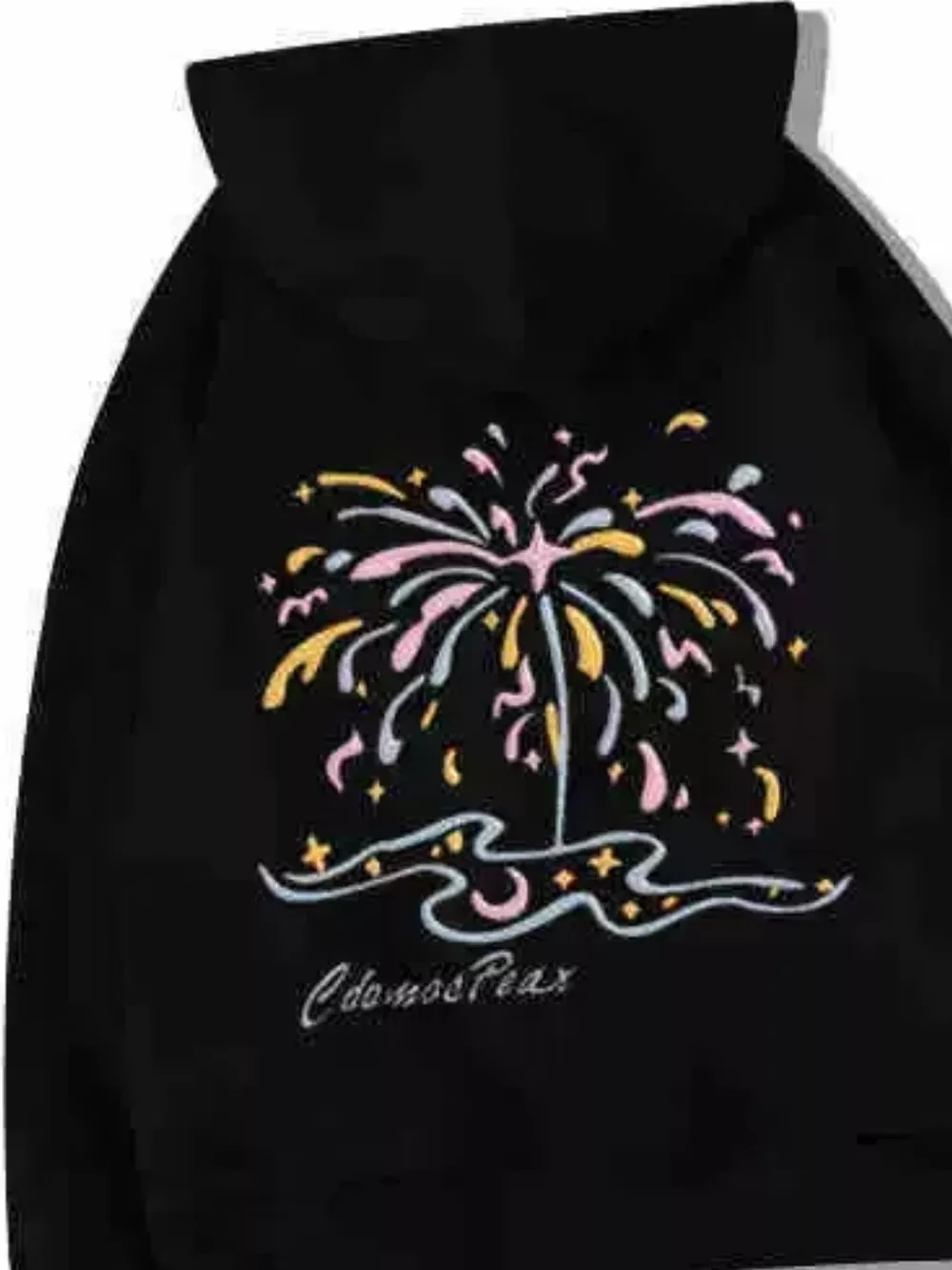 Full Size Fireworks Graphic Kangaroo Pocket Hoodie Plus Size, image 5