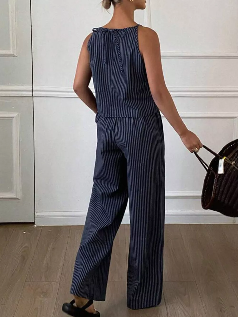 Striped Sleeveless Top and Wide-Leg Pants Set, image 7
