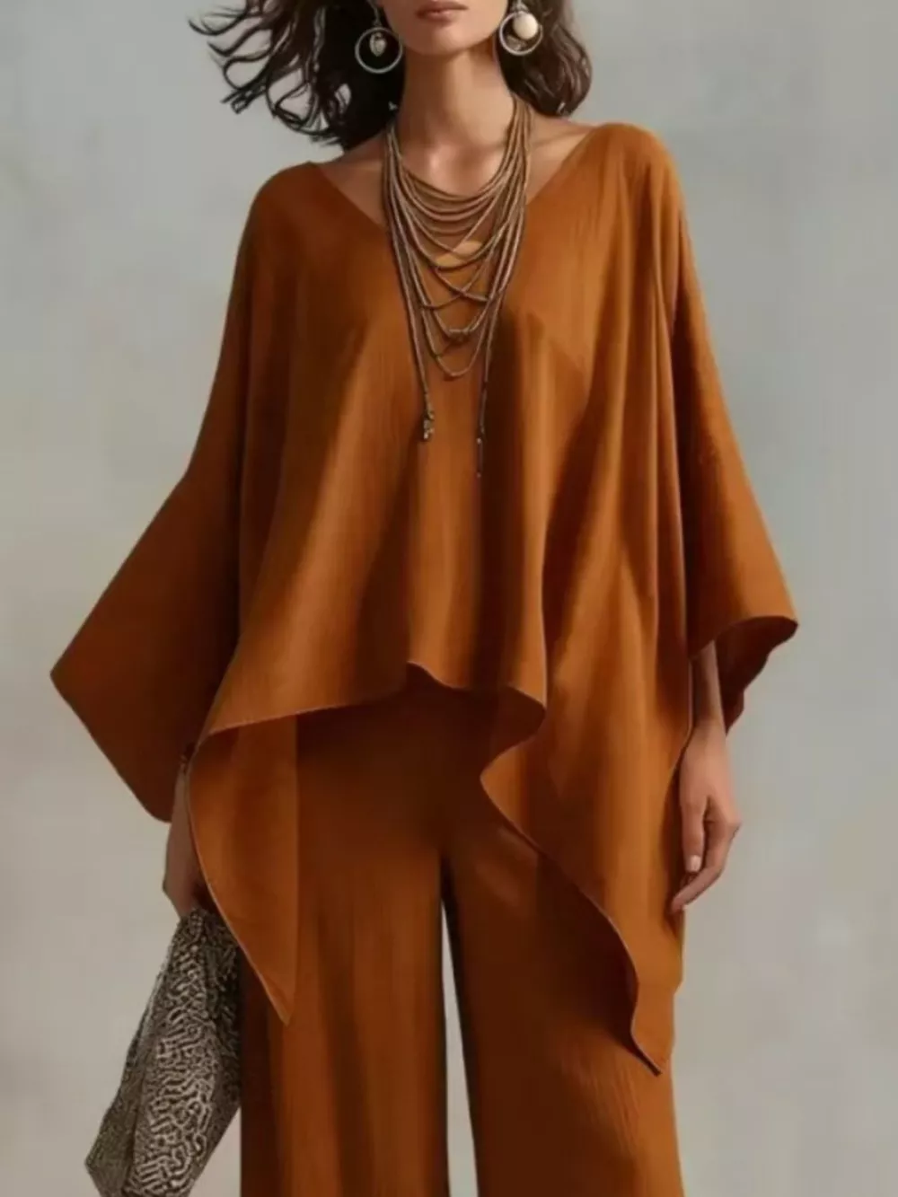 Full Size V-Neck Top and Pants Set Plus Size, image 4
