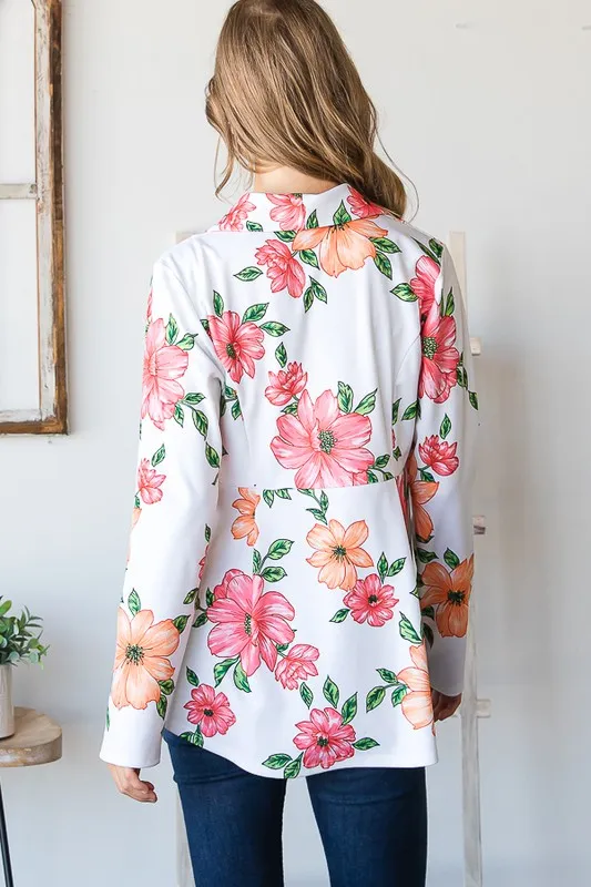 Full Size Multi Color Floral Blazers with Tunic Plus Size, image 7