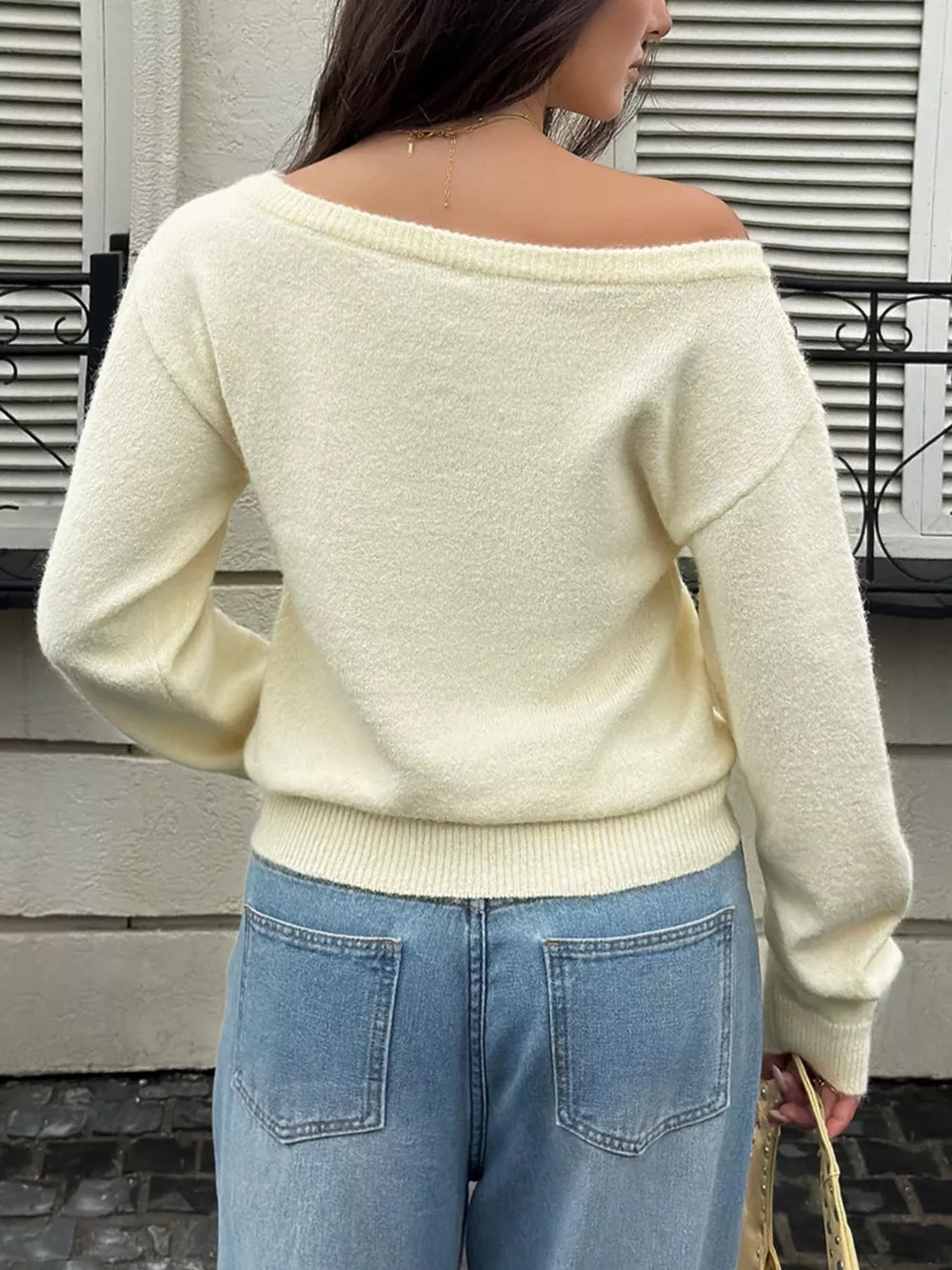 Boat Neck Dropped Shoulder Sweater, image 5