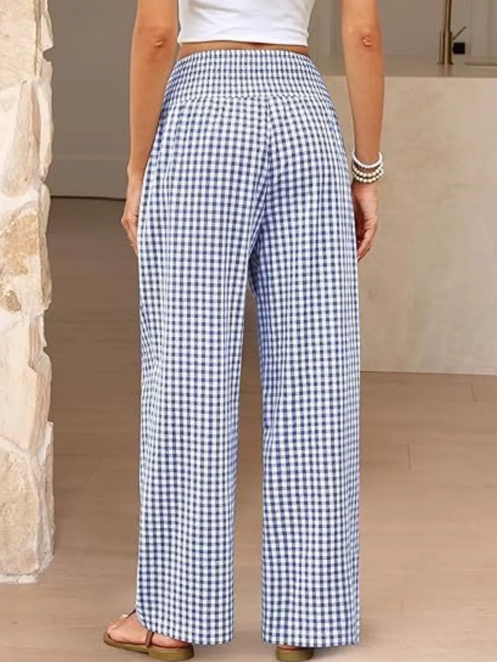 Gingham Wide-Leg Pants, image 11