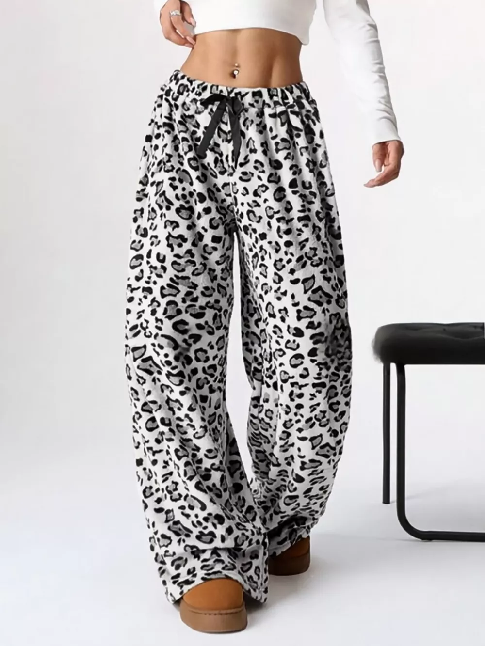 Leopard Wide Leg Plush Pants, image 13