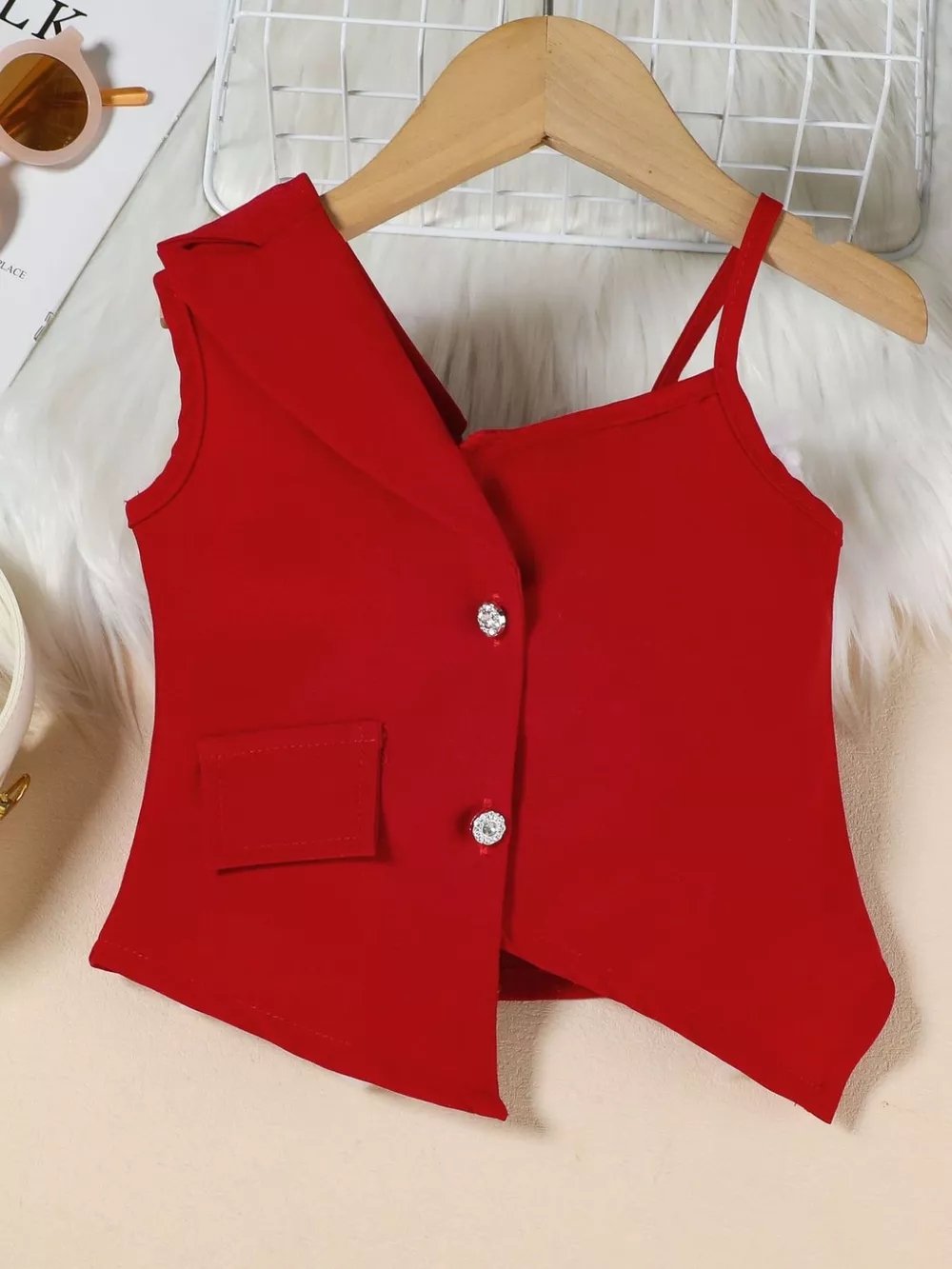 Children's Asymmetrical Neck Vest & Skirt Set, image 2