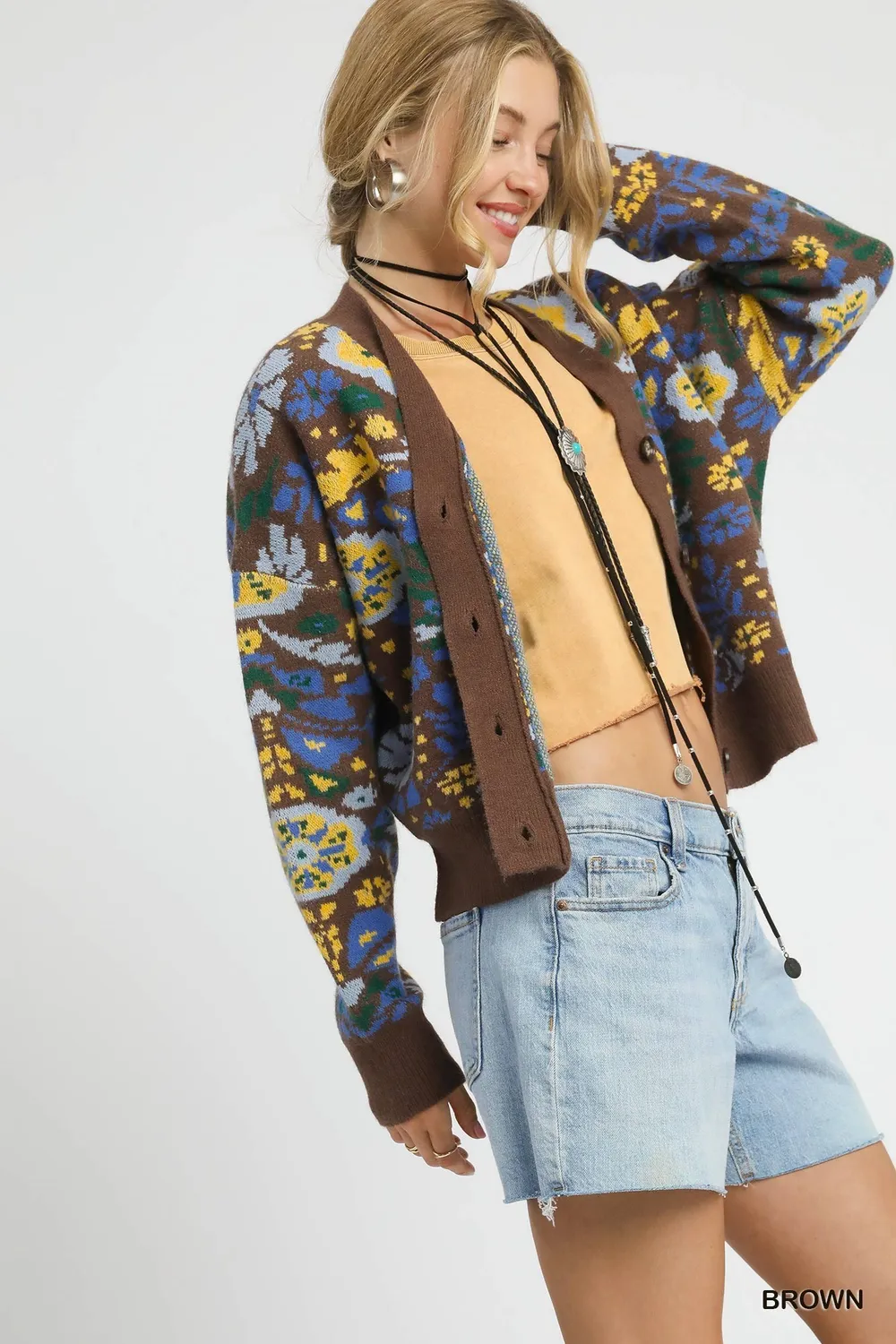 Floral Knit Button-Up Cardigan, image 2