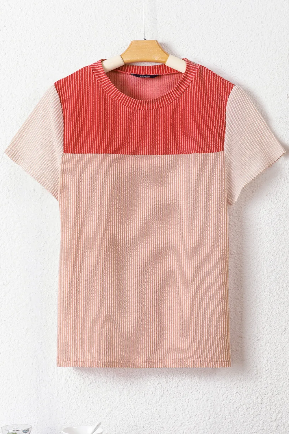 Color Block Round Neck Short Sleeve T-Shirt, image 7