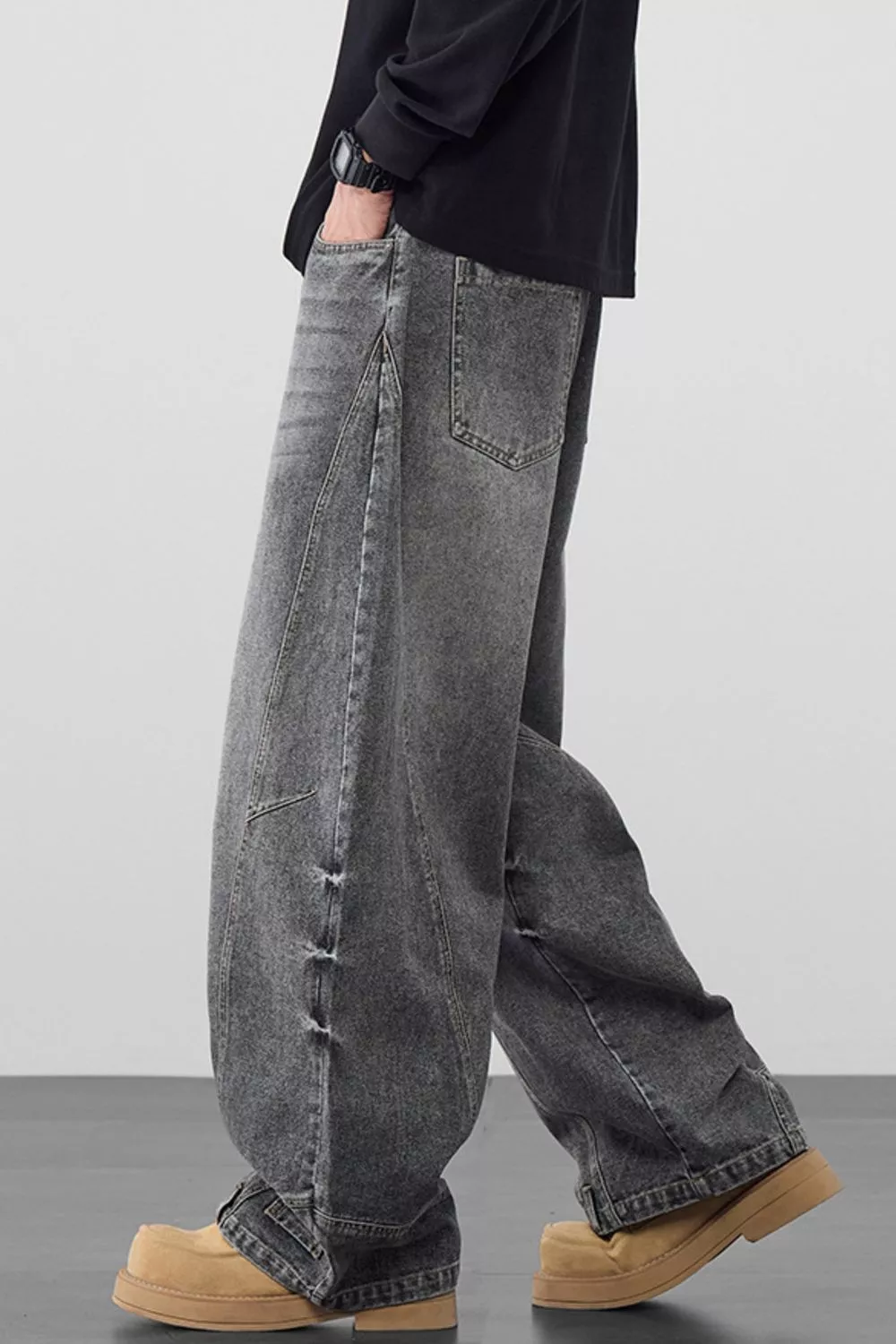 Men's Plus Size Vintage Washed Wide Leg Jeans, image 2