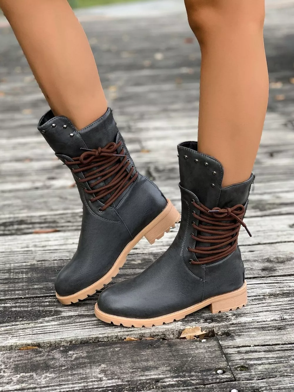 Round Toe Block Heels Boots, image 7