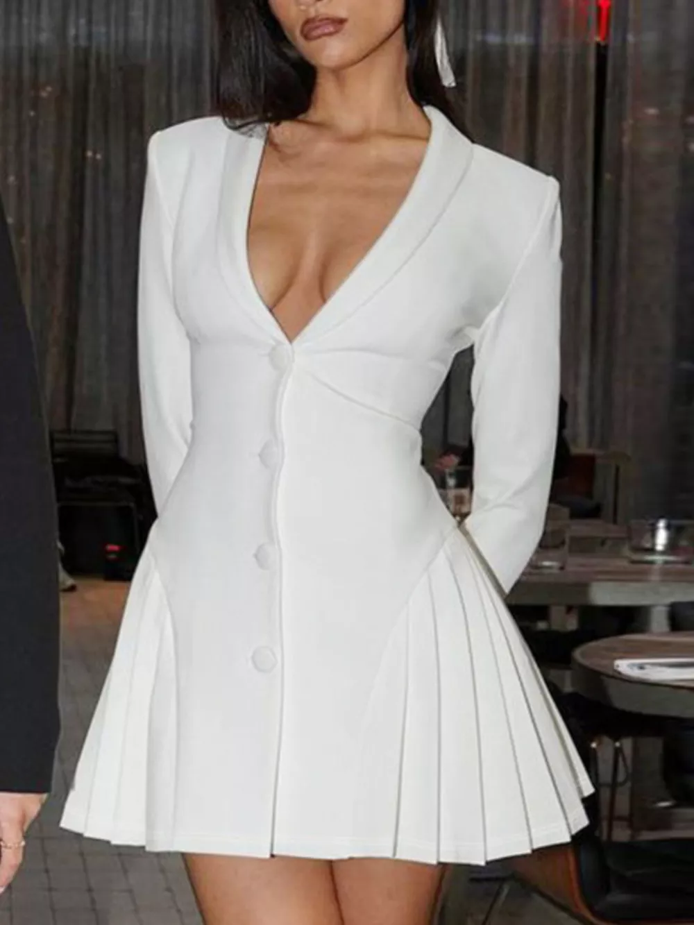 Button Down Blazer Pleated Mini Dress, image 5