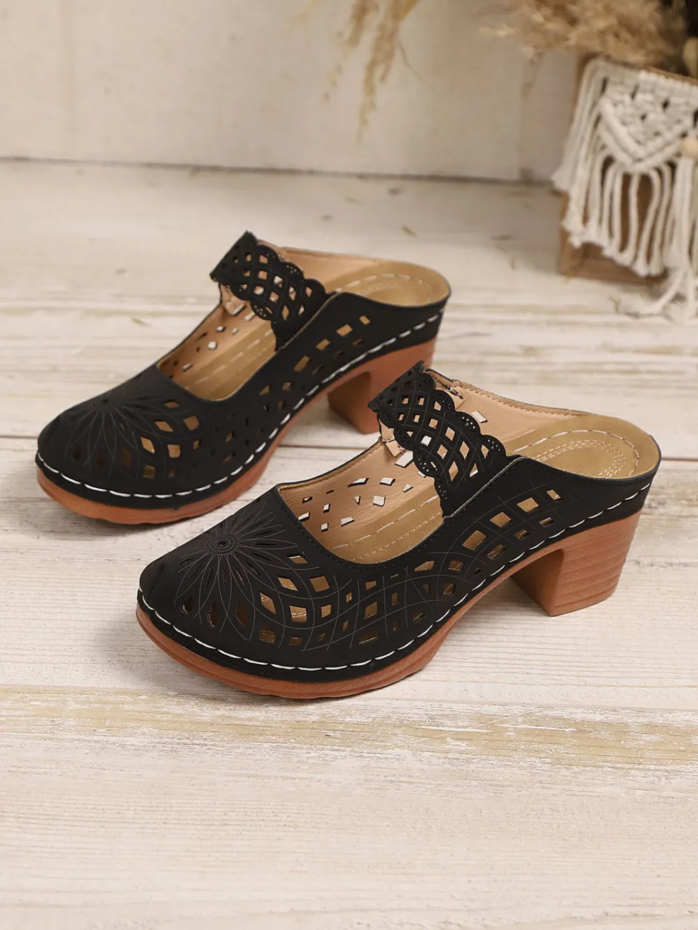 Cutout Block Heel Sandals, image 9