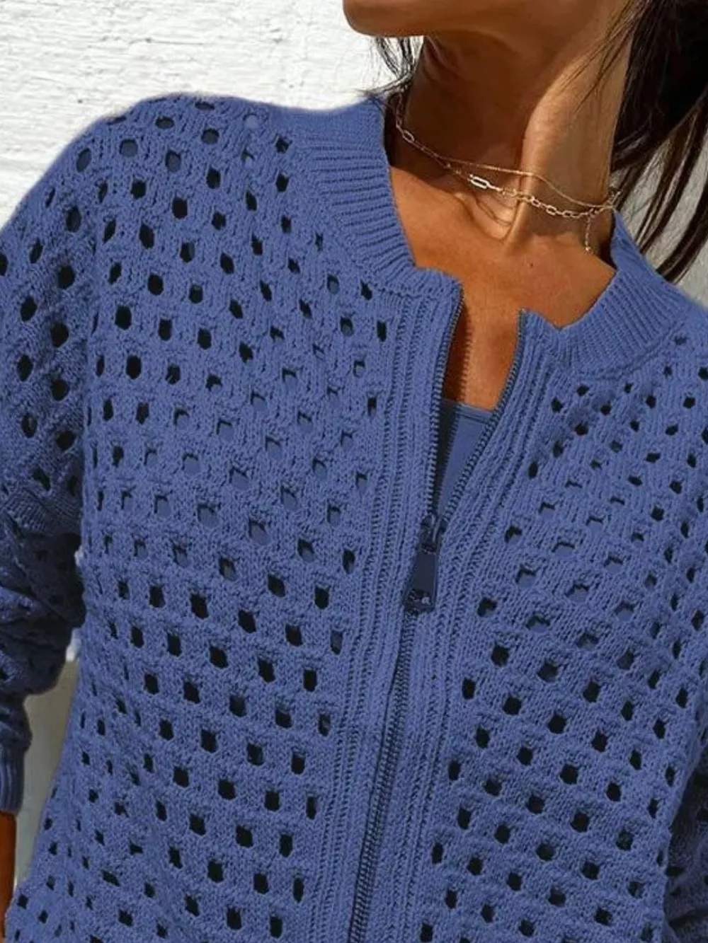 Full Size Crochet Knit Zip-Up Cardigan Plus Size, image 9