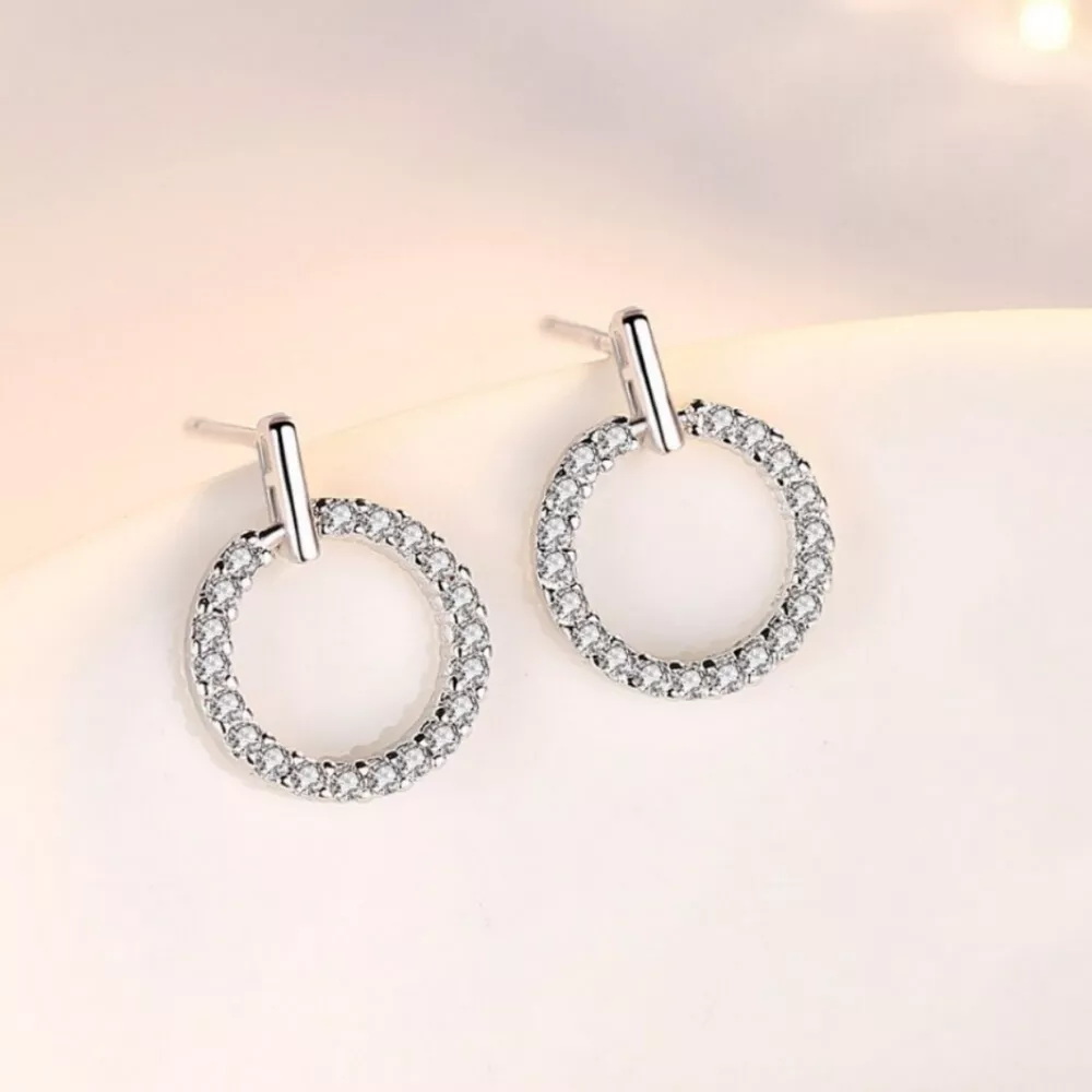 925 Sterling Silver Circle Stud Earrings, image 4