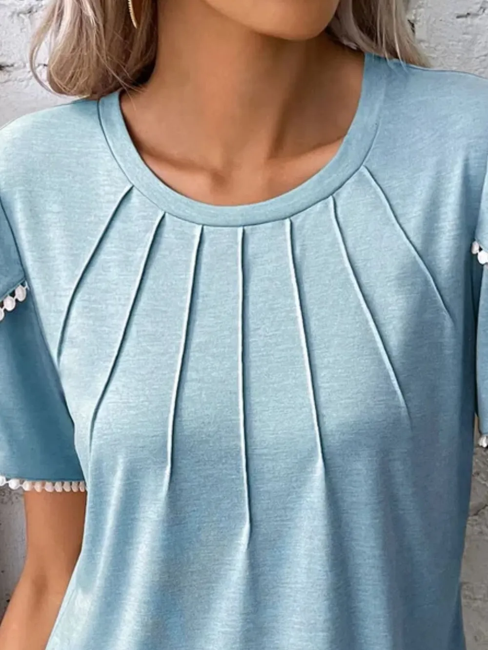 Full Size Round Neck Petal Sleeve Blouse Plus Size, image 9