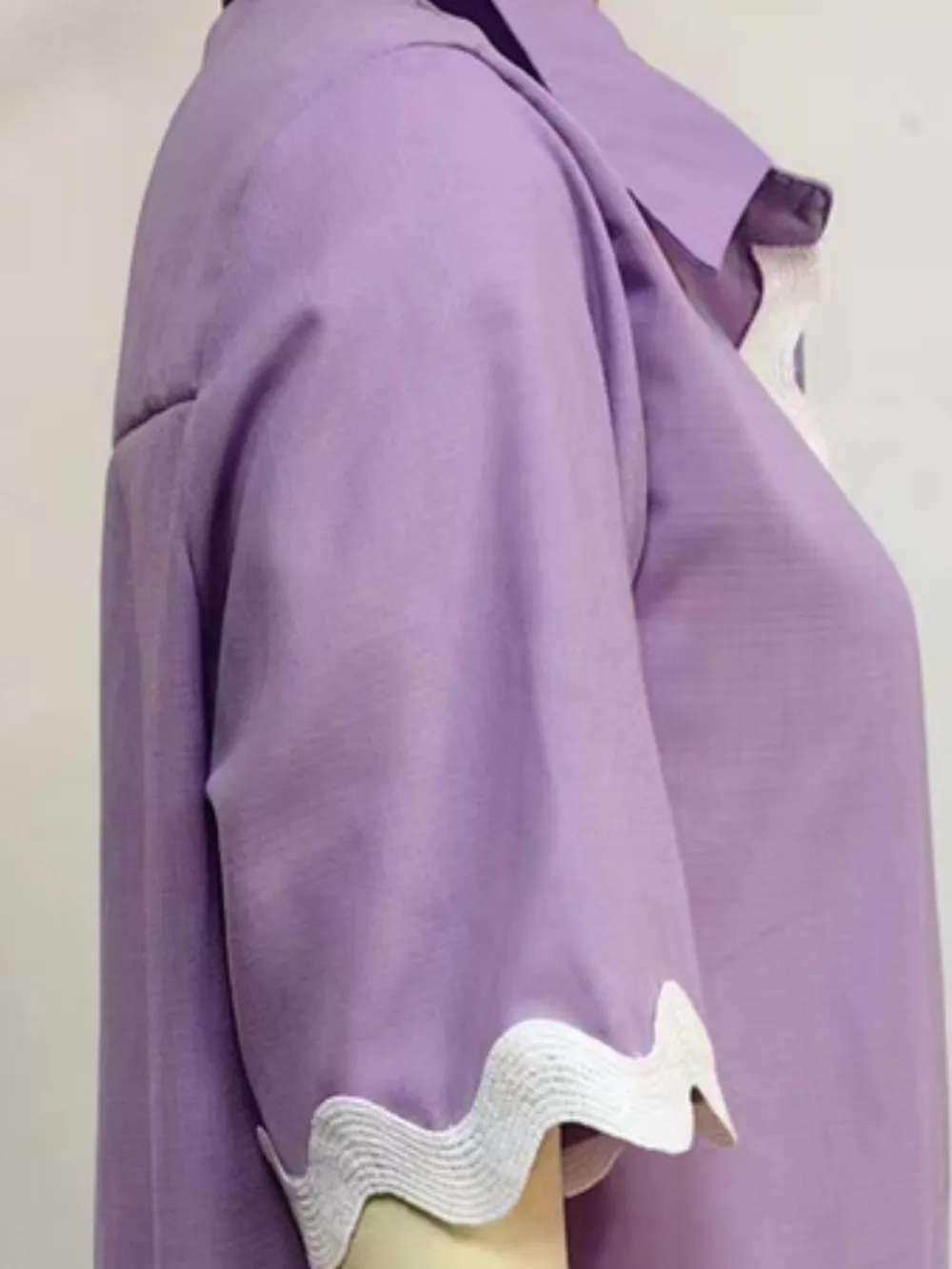Contrast Trim Collared Neck Top and Shorts Set, image 4