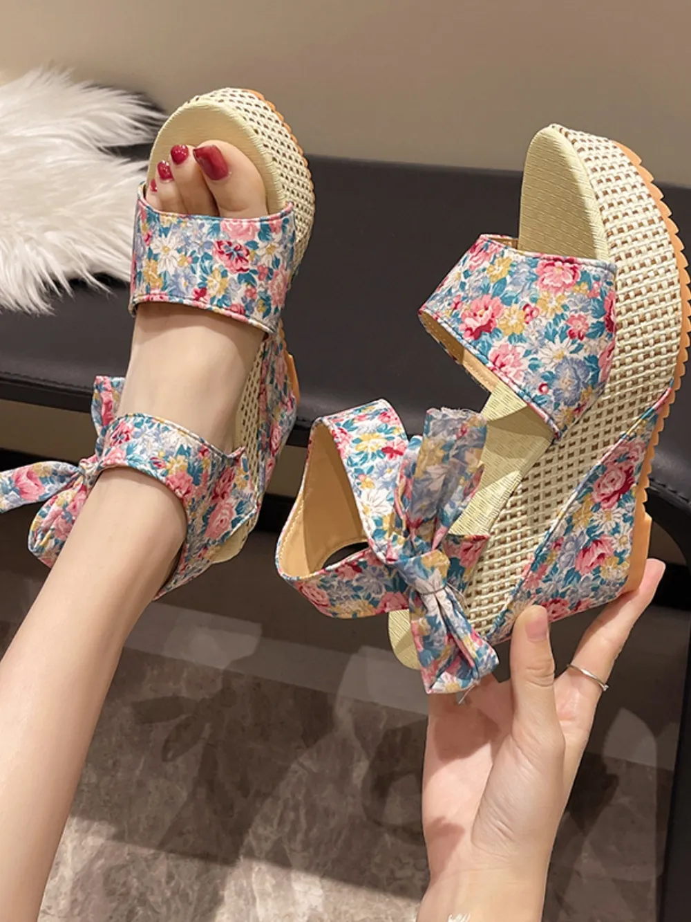 Floral Tied High Heel Sandals, image 4