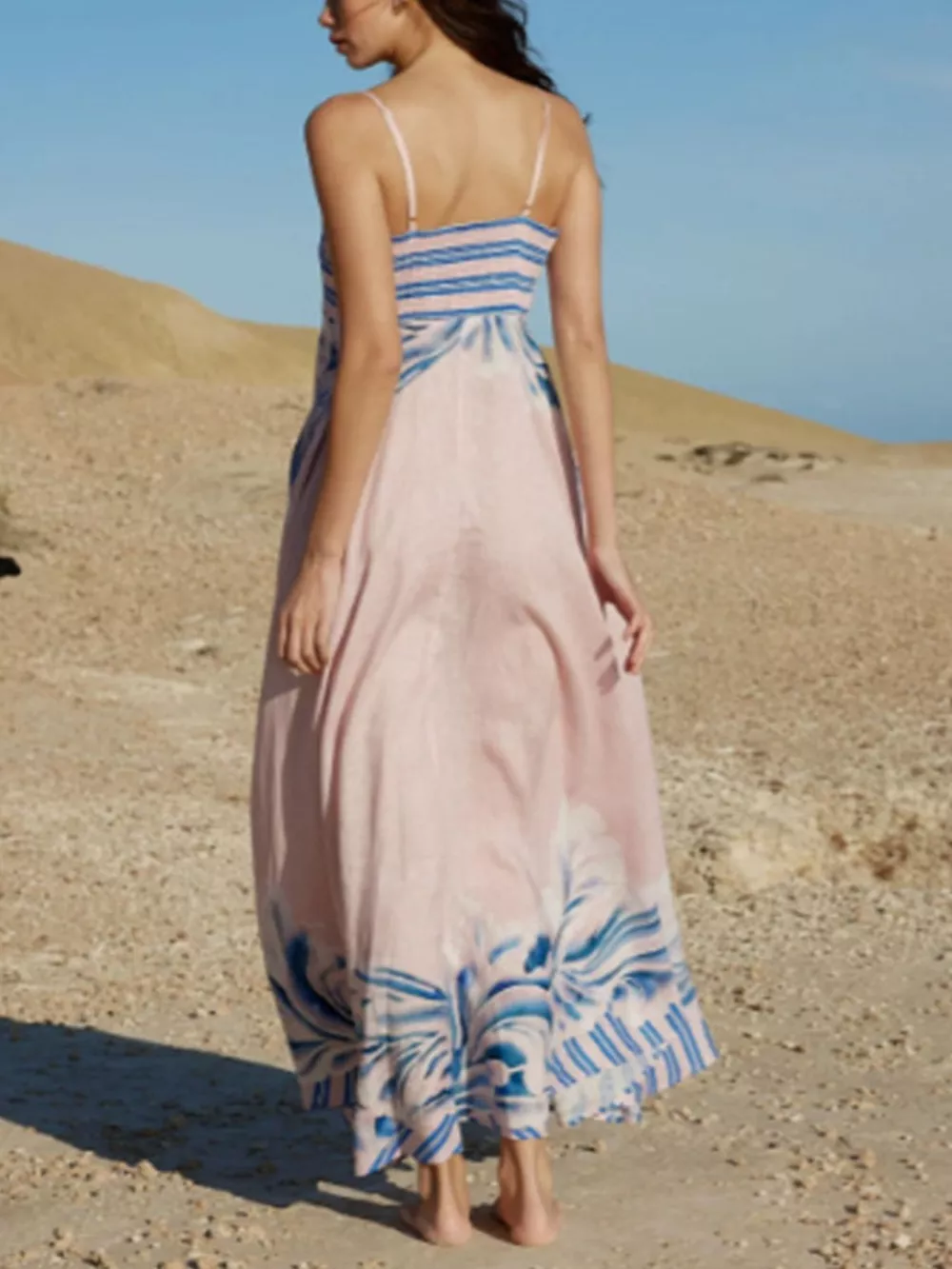 Striped Print Spaghetti Strap Maxi Dress, image 4