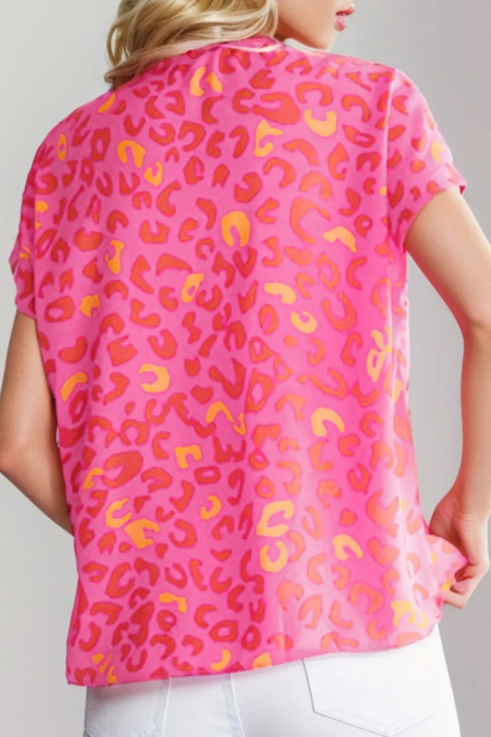 Printed V-Neck Cap Sleeve Blouse, image 3