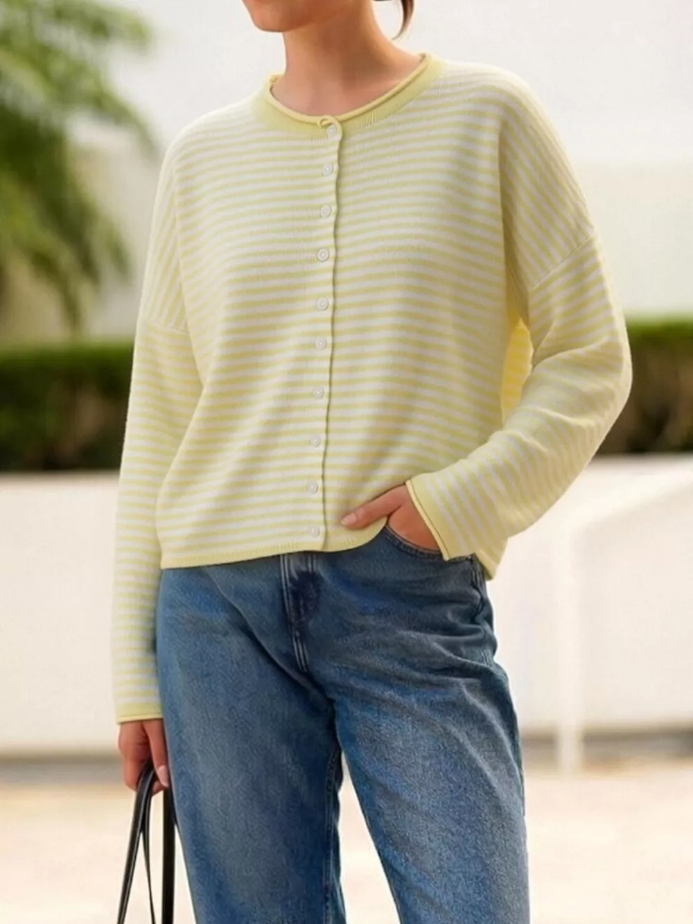 Button-Down Striped Knit Cardigan, image 15