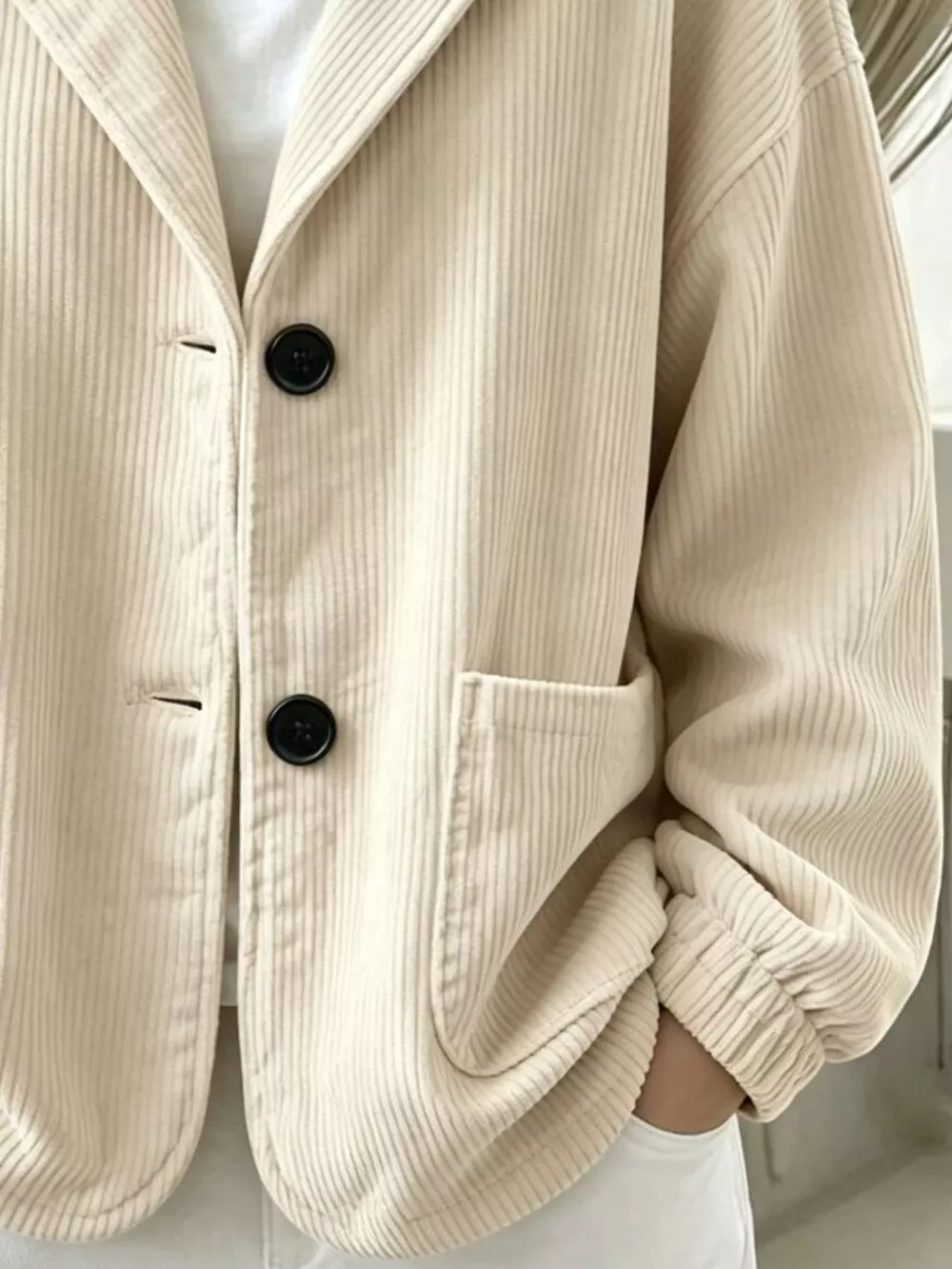 Full Size Corduroy Button Up Hooded Jacket Plus Size, image 9