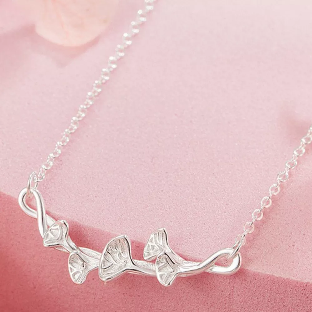 925 Sterling Silver Ginkgo Leaf Necklace, image 4