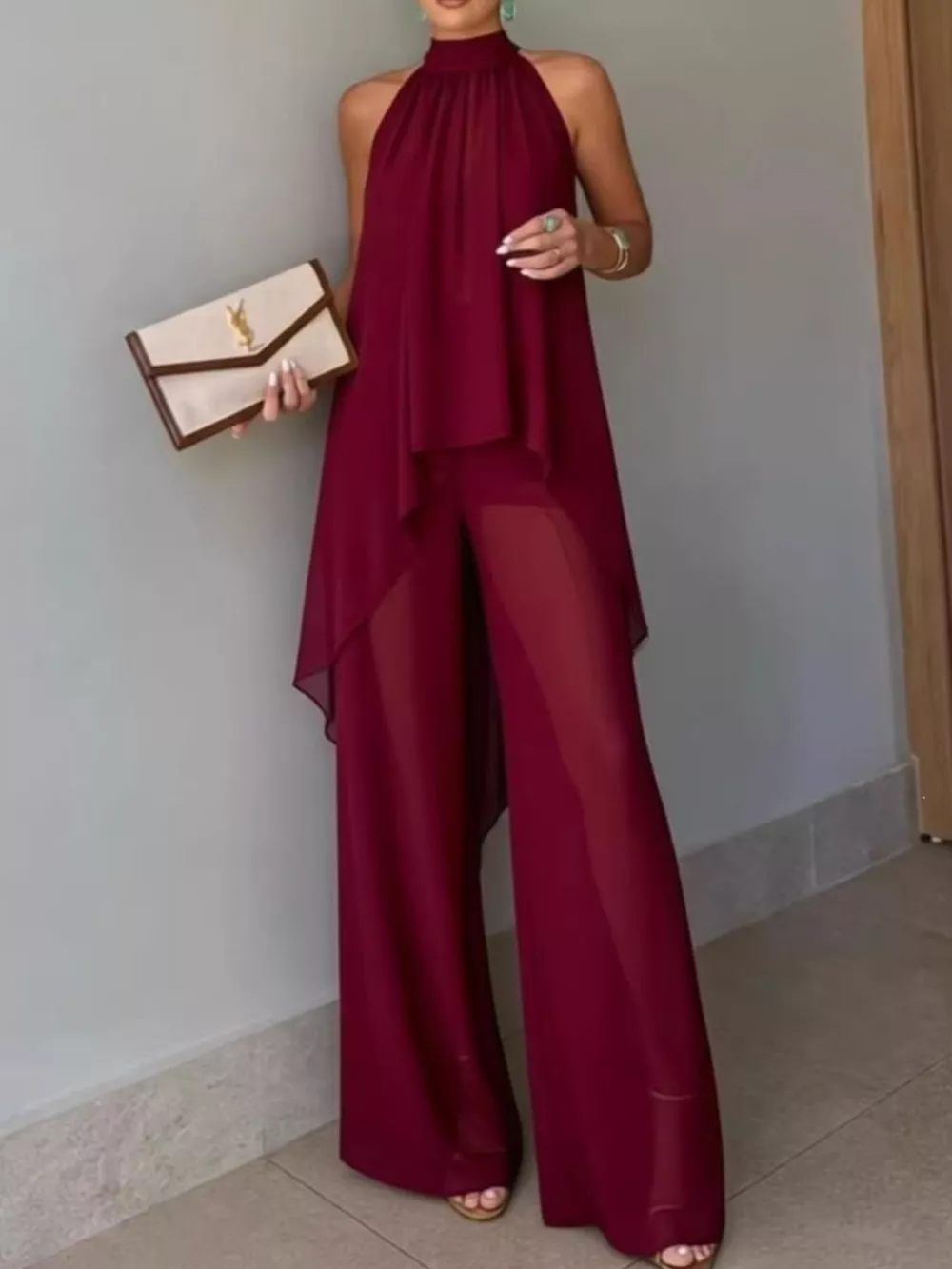 Full Size High-Low Sleeveless Top and Wide-Leg Pants Two-Piece Set Plus Size, image 9