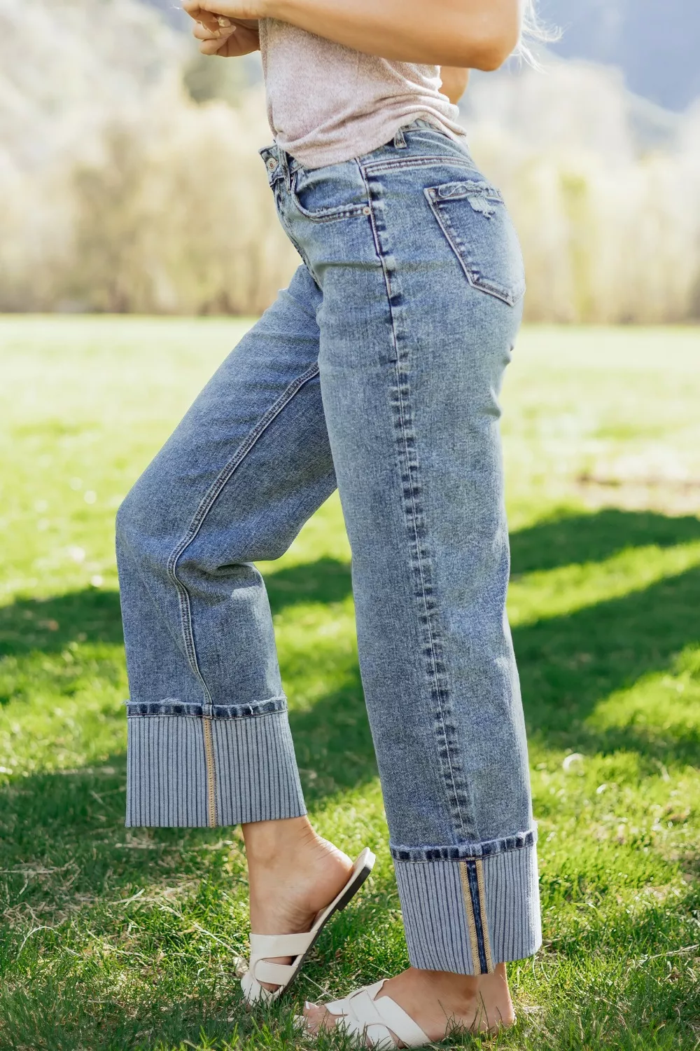 Cuffed Straight Loose Jeans, image 4