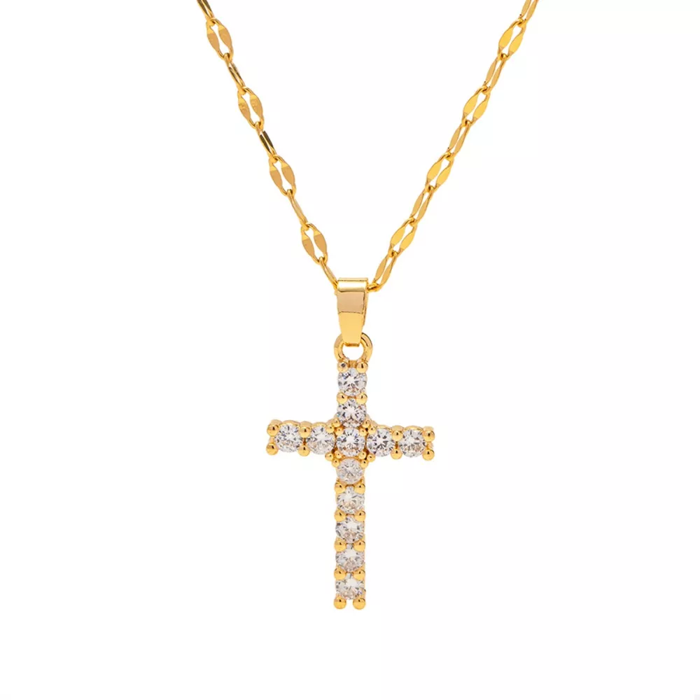 18K Gold-Plated Cross Pendant Necklace, image 2