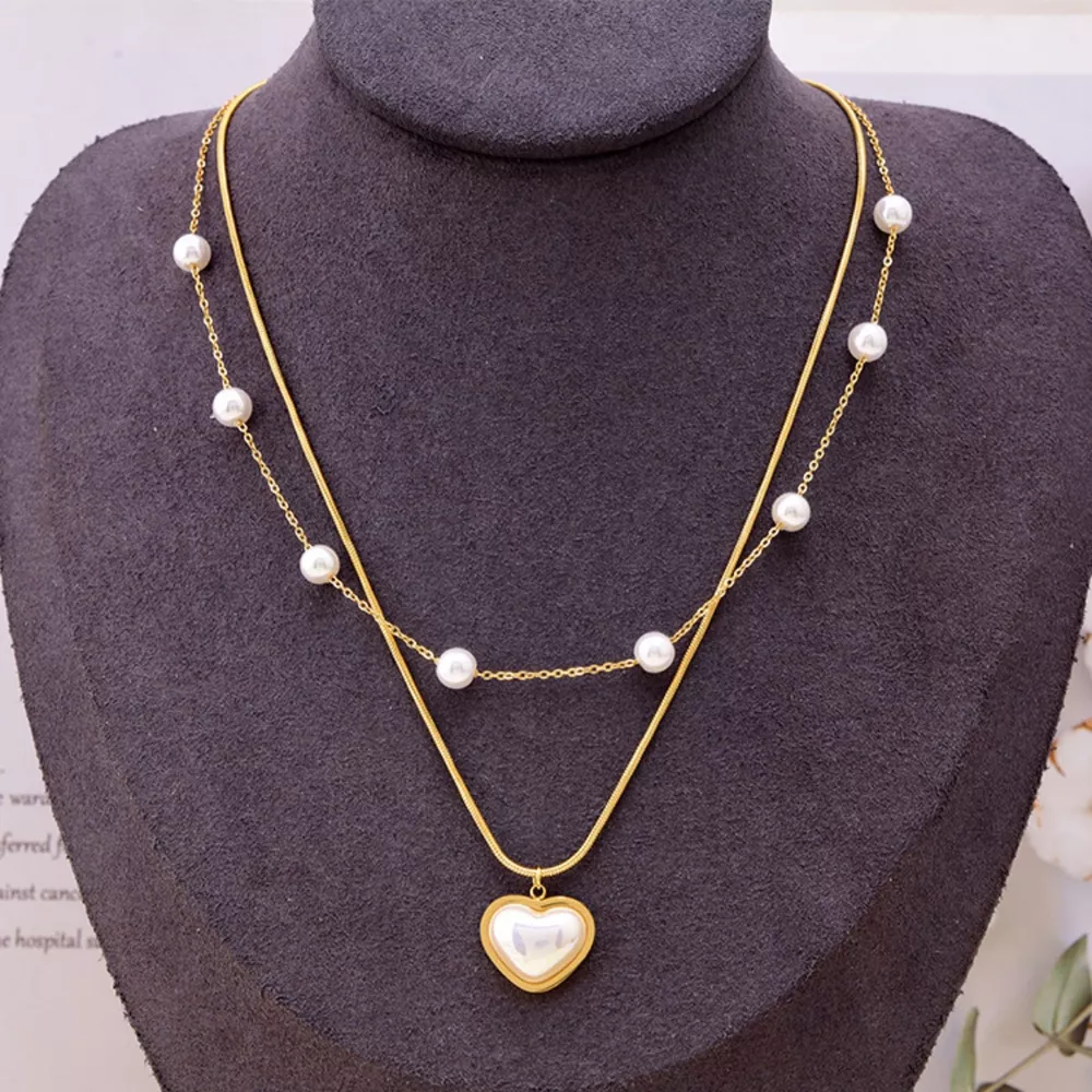 18K Gold-Plated Double Layered Heart Necklace, image 2