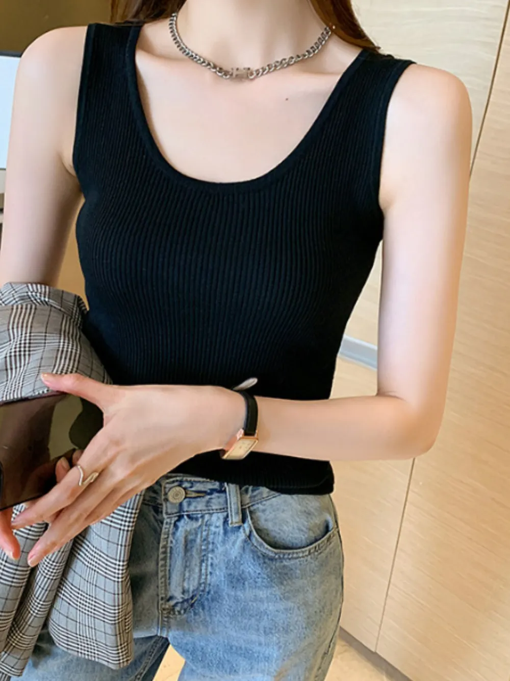 Plus Size Ribbed Scoop Neck Tank, image 12