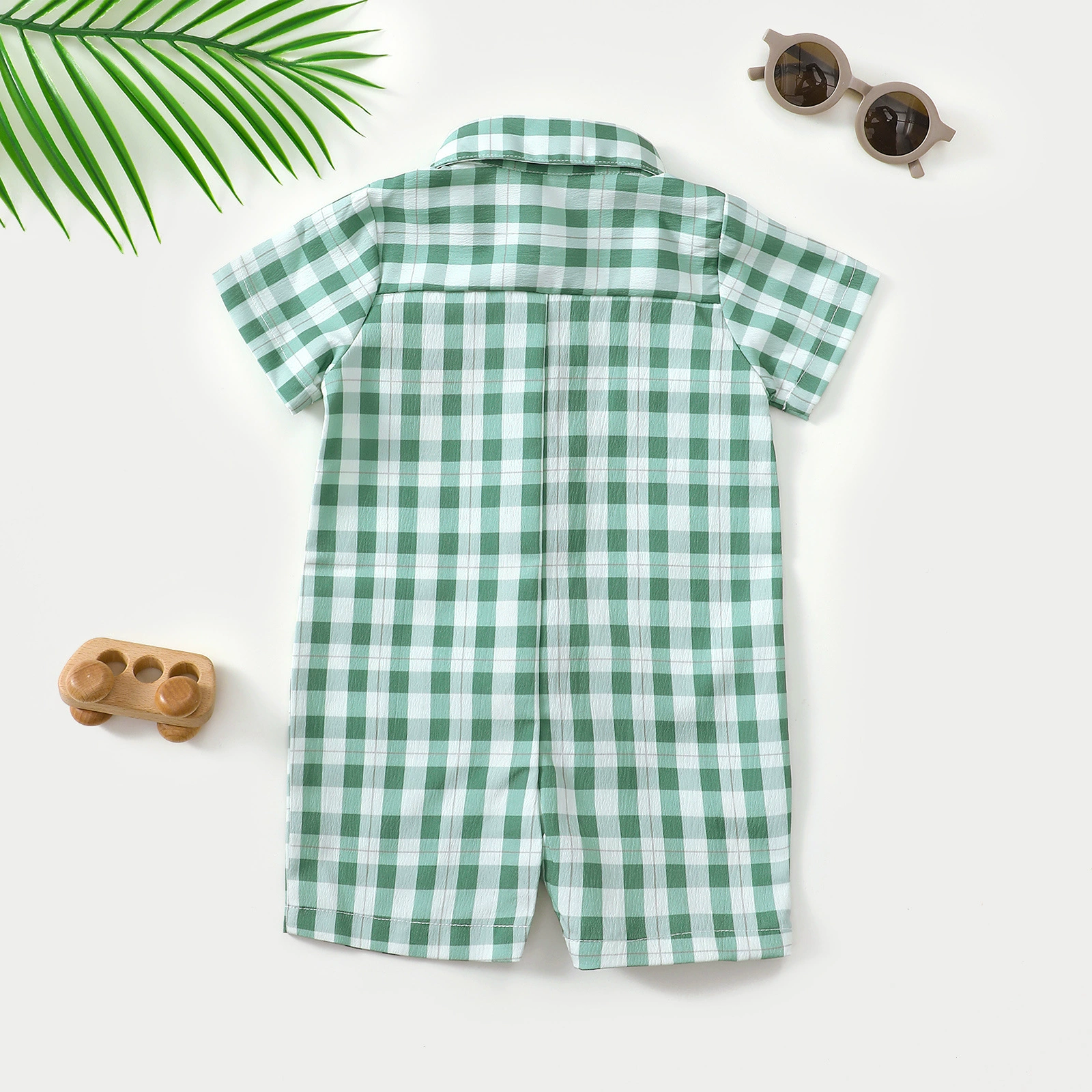 Children's Gingham Duck Embroidered One-Piece, image 5