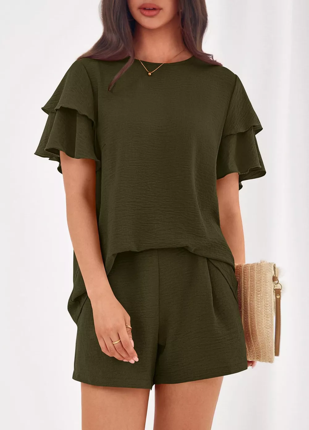 Ruffle Sleeve Top and Shorts Two-Piece Set, image 10