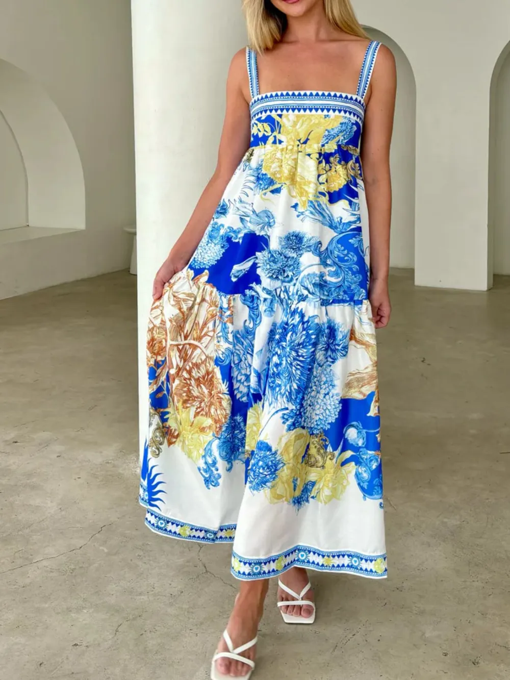 Pocketed Printed Sleeveless Cami Dress, image 7