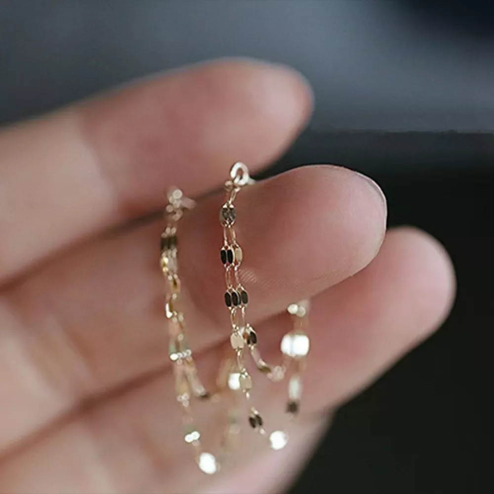 18K Gold-Plated Chain Earrings, image 5