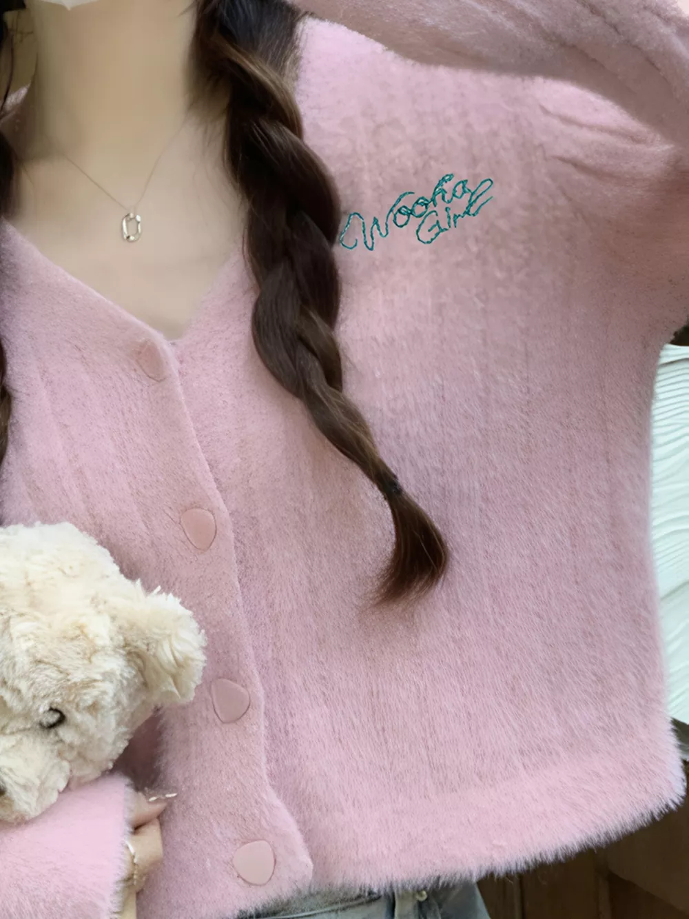 Button Up Ribbed Knit Cardigan, image 3