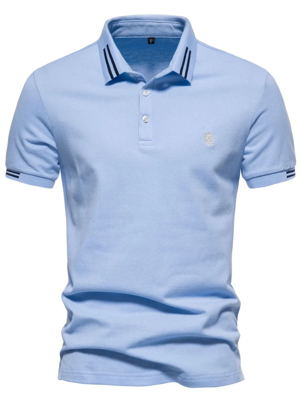 Men's Embroidered Striped Short Sleeve Polo, image 2