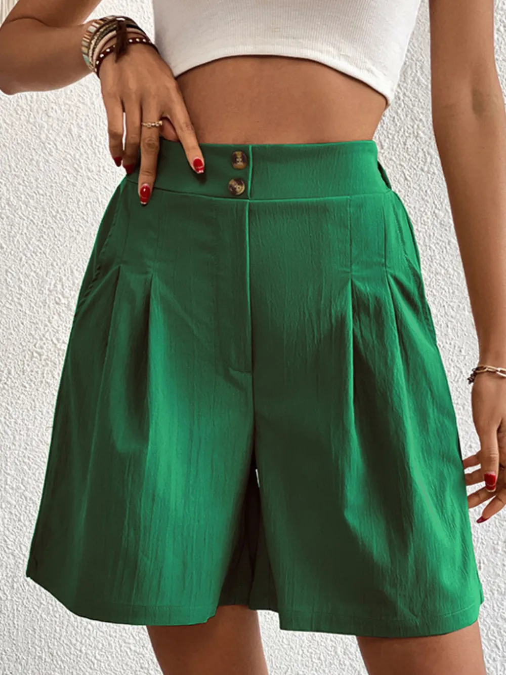 High-Waisted Pleated Shorts, image 7